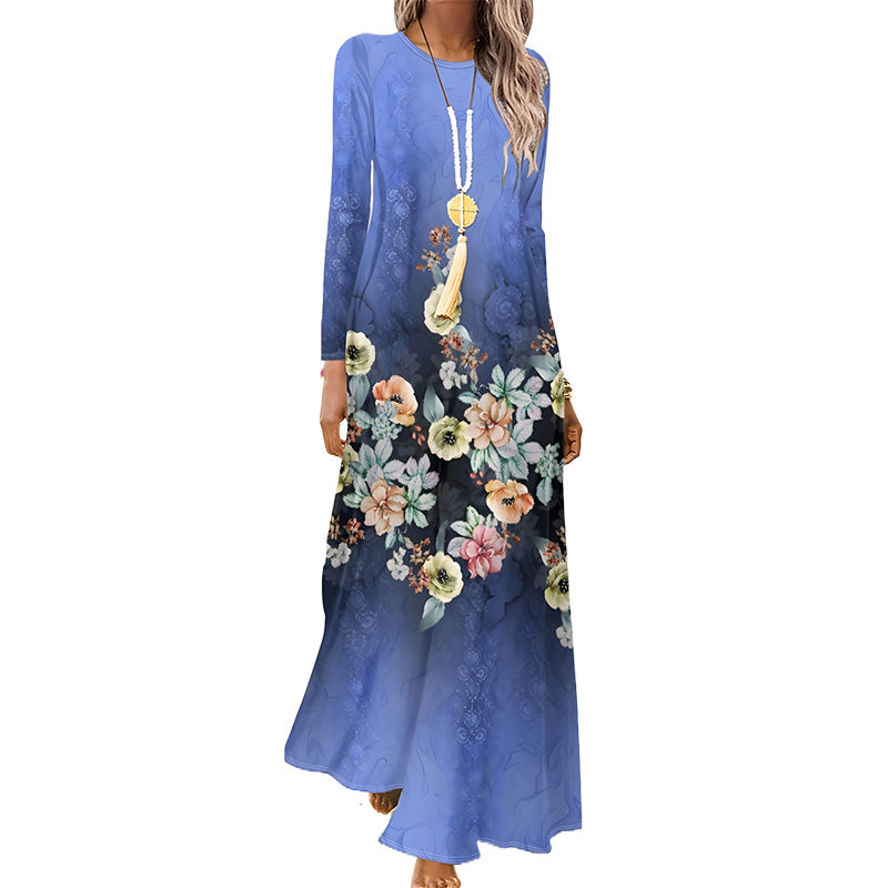 Ženska obleka z dolgimi rokavi in 3D-tiskanjem - SI