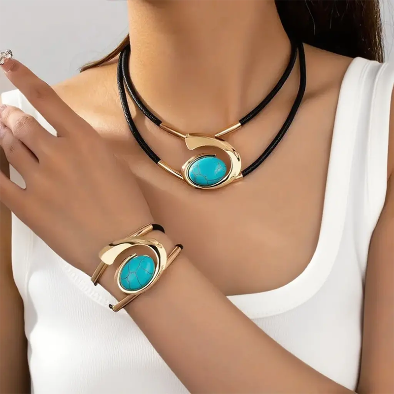 Σετ κολιέ και βραχιόλι vintage boho📿-GR