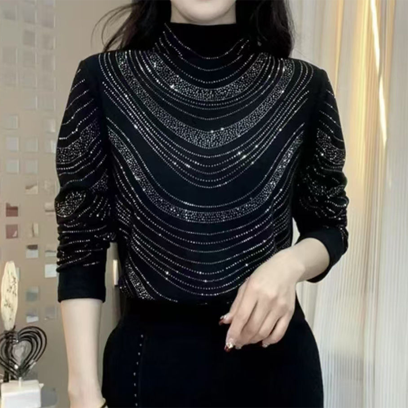 🎁💎Elegantna ženska bluza z dolgimi rokavi in bleščicami-SI