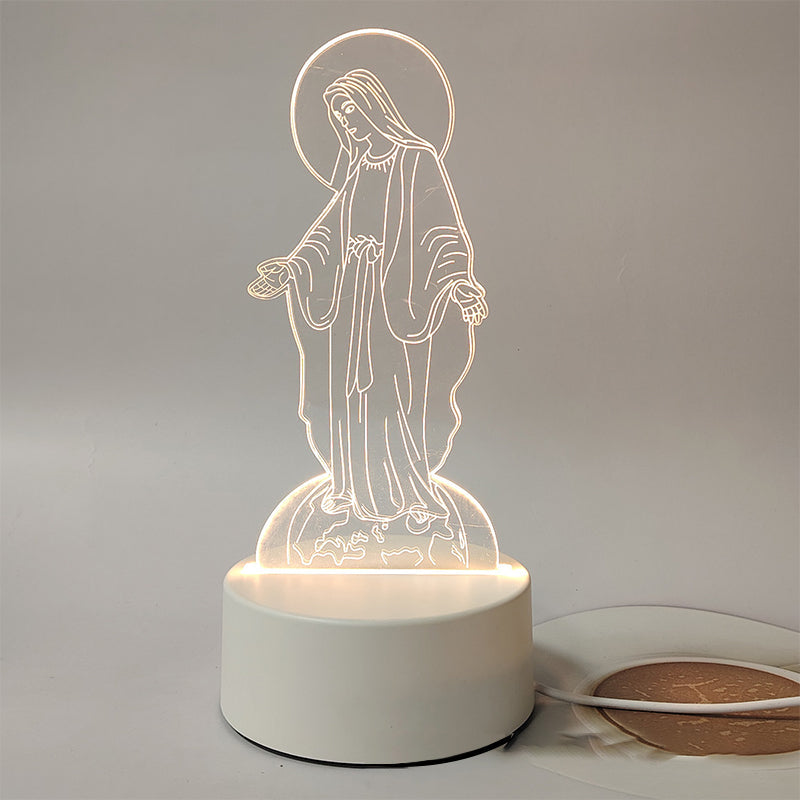 🌙 Mir in vera v eni luči – 3D nočna svetilka z Jezusom-SI