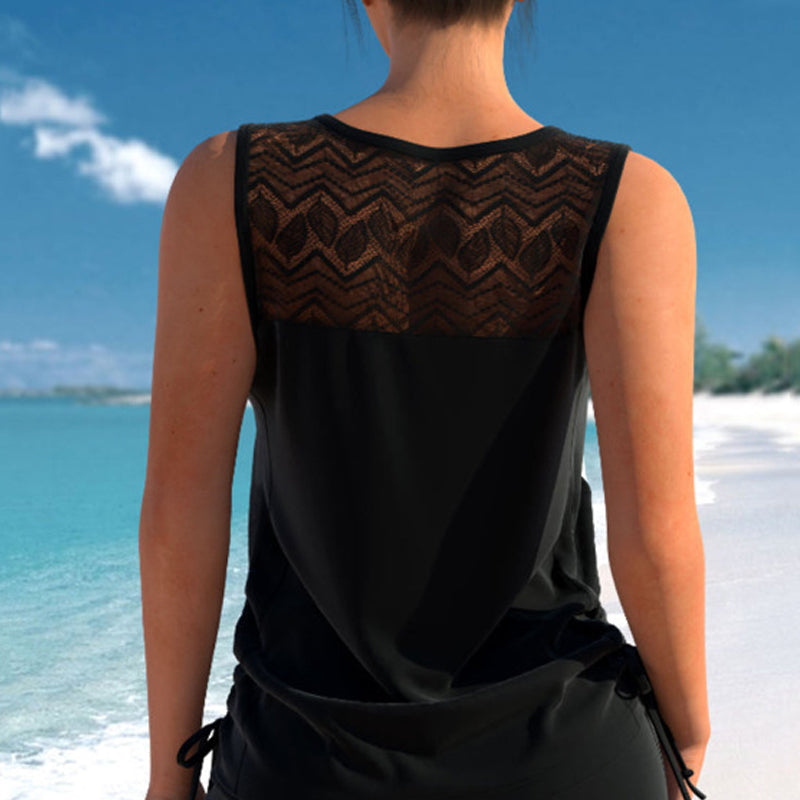 👙S-3XL🏖️Sieviešu rakstains divdaļīgs tankini peldkostīms-LV