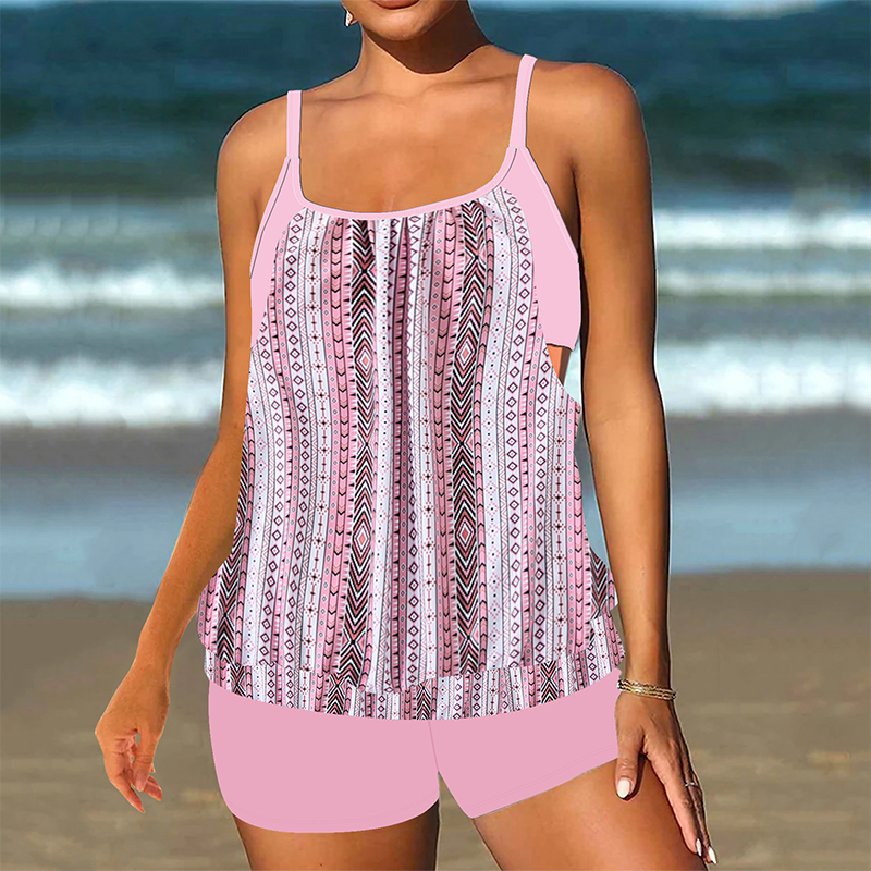 👗🌊Dvodelne ženske kopalke - zgornji del + kratke hlače | Dizajn v obliki srajce, v velikih velikostih-SI