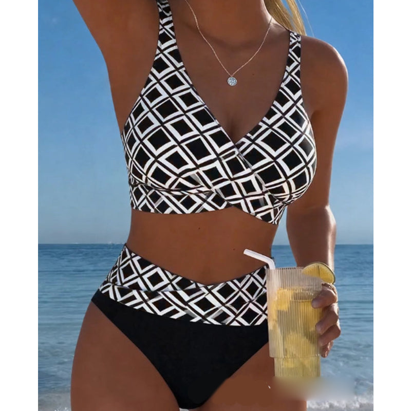 👙🌊Ženski dvodelni bikini komplet z visokim pasom-SI