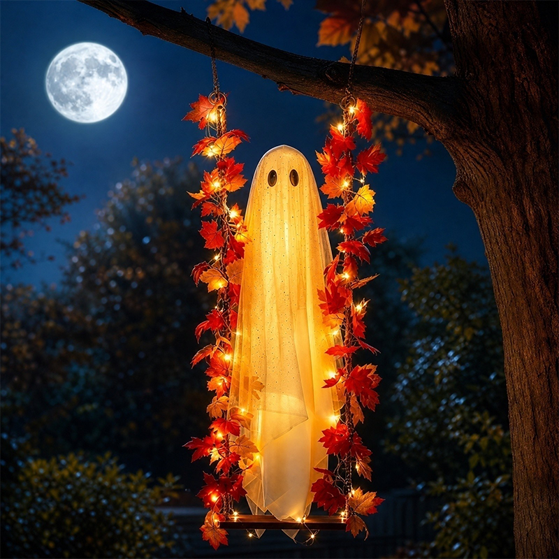🎃👻 Noč čarovnic z LED okraski v obliki duha 🍁-SI