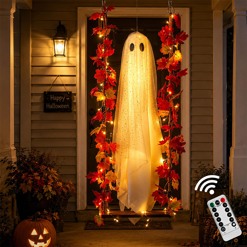 🎃👻 Noč čarovnic z LED okraski v obliki duha 🍁-SI