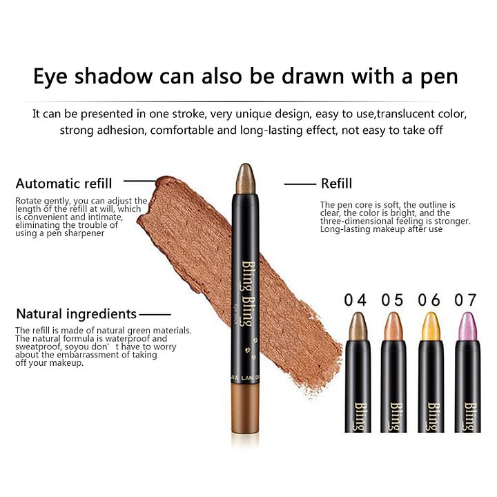 15 Χρώματα High Performance Eyeshadow Highlighter Pencil Αδιάβροχο Glitter Eyeshadow Pen Eyeliner 